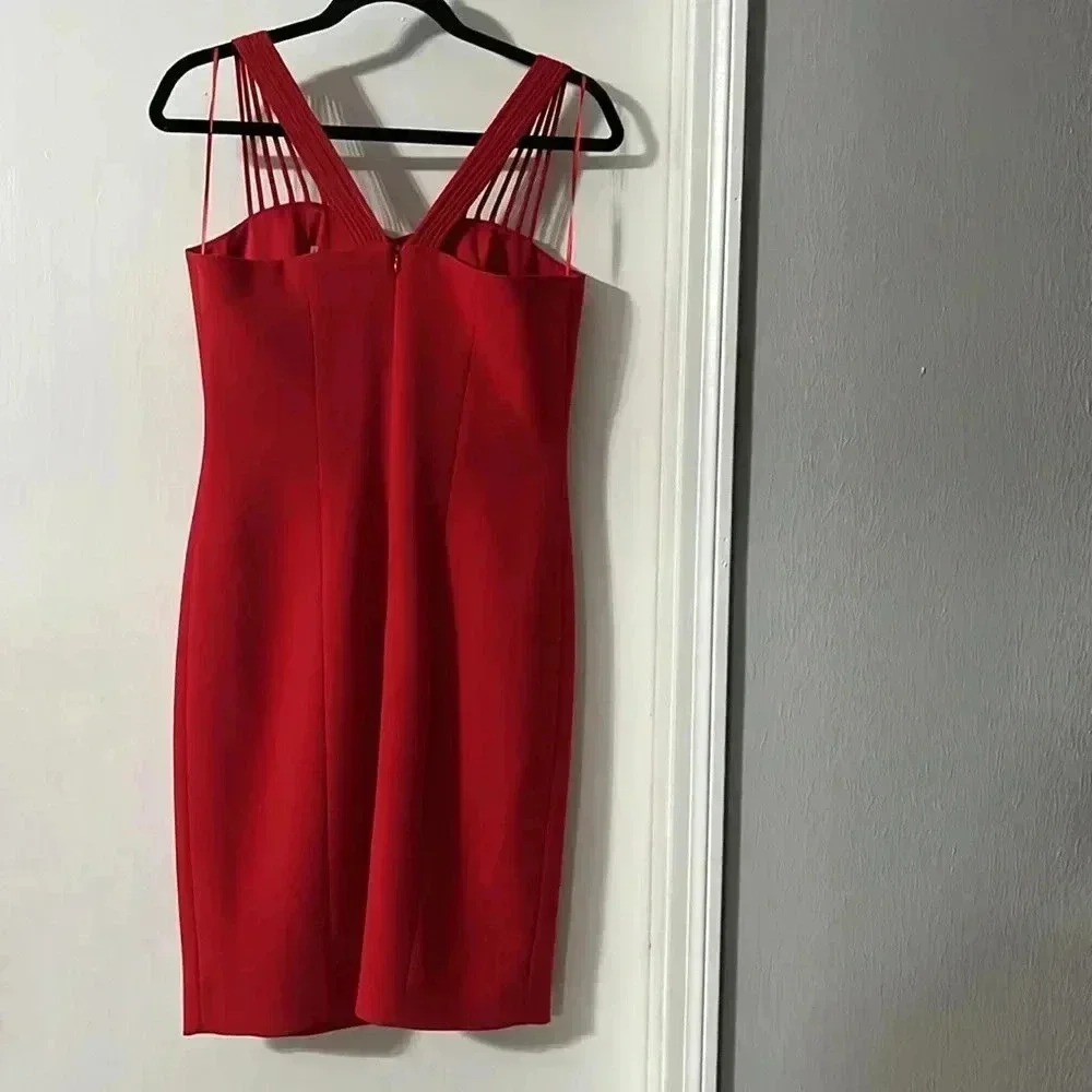 ELIE TAHARI GLOSSY RED DRESS - Picture 3 of 12